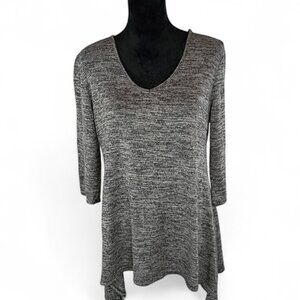 OBSESSION Women's Tunic Tops 1X Heather Gray Polyester Spandex Casual